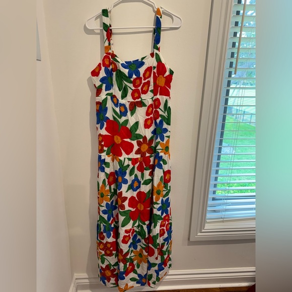 Skies Are Blue Women Isabel Colorful Floral Smock Sleeveless Maxi Dress Size M - Picture 5 of 8